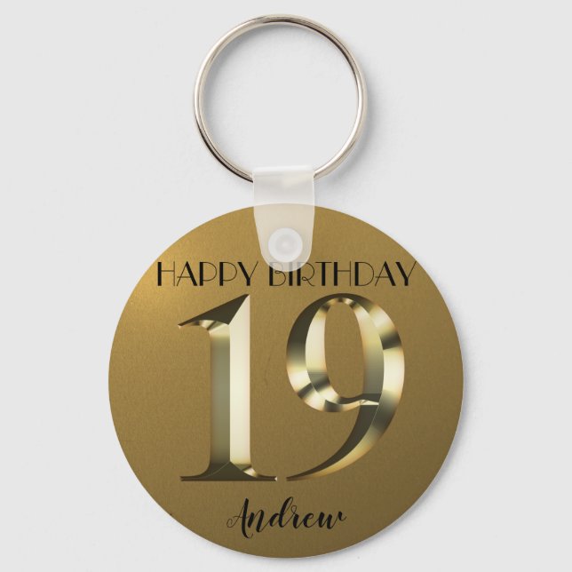 Porte-clés 19e anniversaire d'or métallique (Recto)