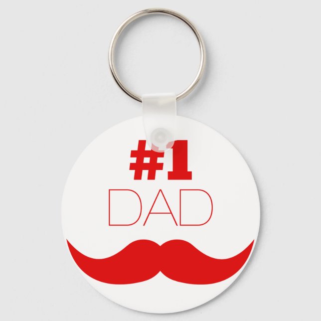 Porte-clés #1 Papa Moustache Rouge - Numéro Un (Recto)