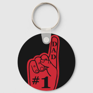 Porte-clés #1 Papa Sports Fan Main en rouge