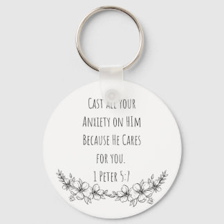 Porte-clés 1 Peter 5:7 Posez tout votre Porte - clé de bouton