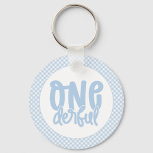 Porte-clés 1er anniversaire fête mignonne Pastel Blue Onederf