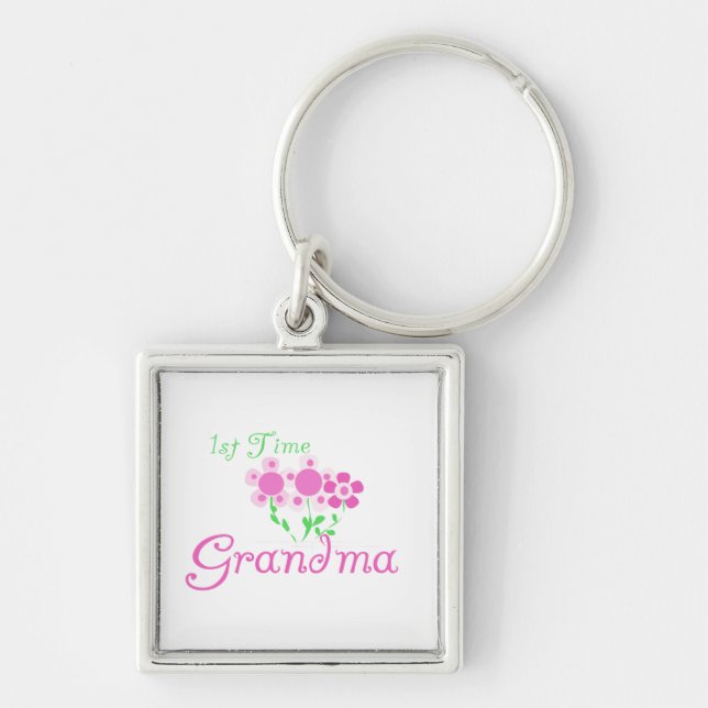 Porte-clés 1ère fois Grandma Fleurs roses cadeaux (Devant)