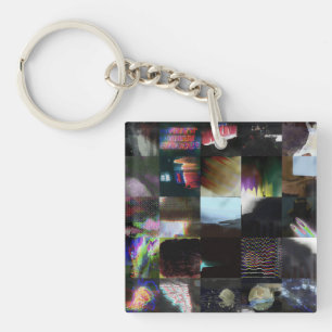 Porte-clés 1FB1F9F4 Cyberpunk Glitch Art Mosaïque Abstraite