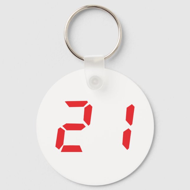 Porte-clés 21 vingt et un réveil rouge numéro numérique (Recto)