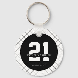 Porte-clés 21e anniversaire personnalisé Moderne et élégant