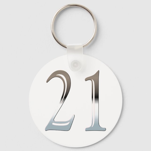 Porte-clés 21e anniversaire personnalisé Silver Numéro 21 (Recto)