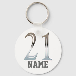 Porte-clés 21ème argent personnalisé   numéro 21