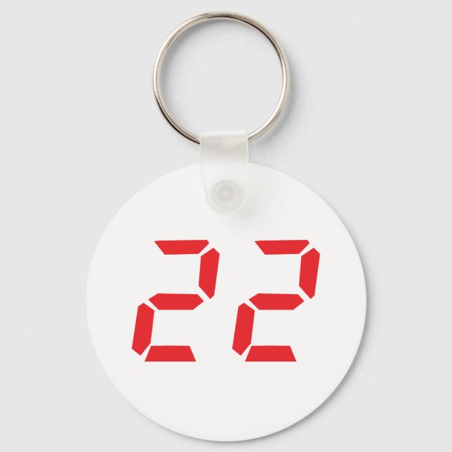 Porte-clés 22 vingt-deux réveil rouge numéro numérique (Recto)