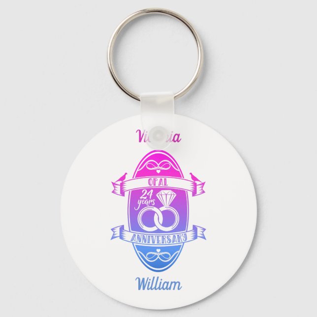 Porte-clés 24 Année opale traditionnelle 24e anniversaire mar (Recto)
