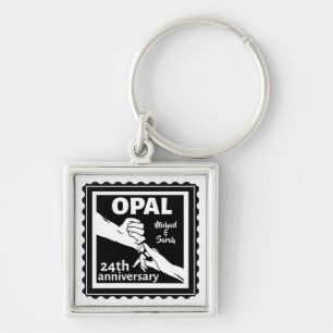 Porte-clés 24e anniversaire du mariage opal traditionnel