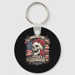 Porte-clés 250 Ans De Légende Crâne Patriotique Rose Américai