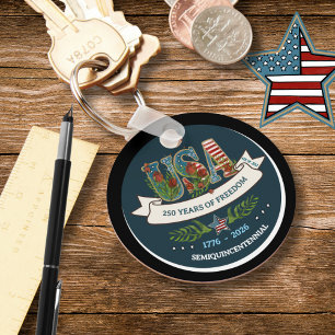 Porte-clés 250 Ans d'Élégante Liberté Patriotique Bleue