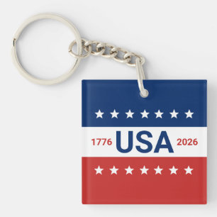 Porte-clés 250e anniversaire des États-Unis 1776 2026 Rouge B