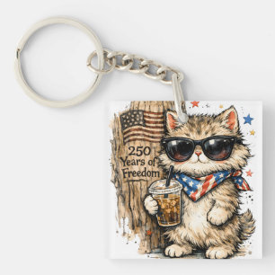Porte-clés 250e anniversaire USA Café glacé pour chat patriot