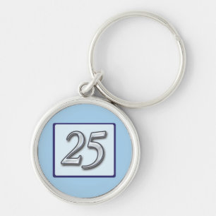 Porte-clés 25e anniversaire du numéro d'argent en bleu