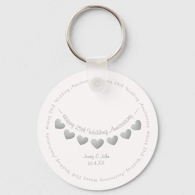 Porte-clés 25e Mariage d'argent Anniversaire cadeau Key Ring (Recto)