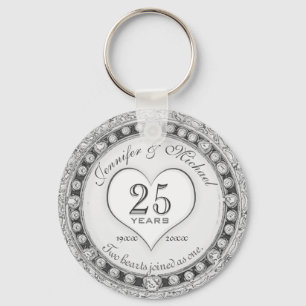 Porte-clés 25e Porte - clé de l'anniversaire de l'argent