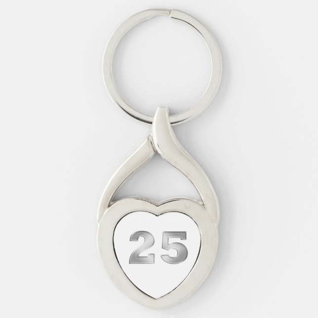 Porte-clés 25ème Porte - clé argenté d'anniversaire (Devant)