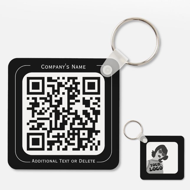 Porte-clés 2 côtés Votre logo + code QR Simple Business Offic (Créateur téléchargé)