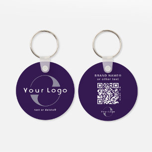 Porte-clés 2 sided Logo & QR Code on Purple Company Business 