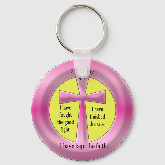Porte-clés 2 Timothée 4:7 Croix (Recto)