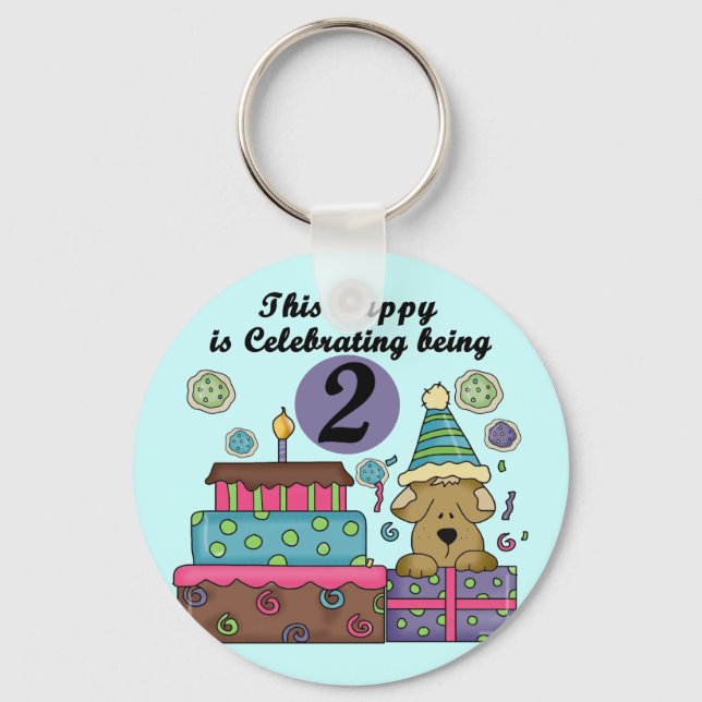 Porte-clés 2e anniversaire Puppy Tshirts et cadeaux (Recto)