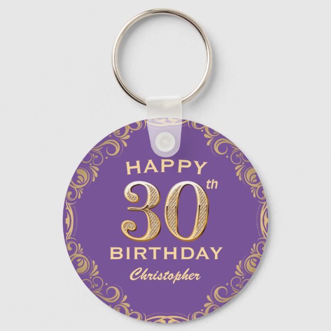 Porte-clés 30e anniversaire de la Parties scintillant violet  (Recto)