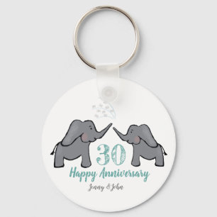 Porte-clés 30e anniversaire du mariage perle anneau clé éléph