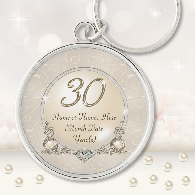 Porte-clés 30e anniversaire personnalisées Présentent des idé (Personalized 30th birthday gifts. 30th birthday keychain. 30th wedding anniversary gift for Wife.)