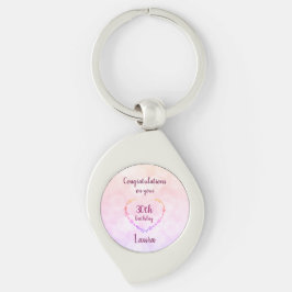 Porte-clés 30e anniversaire rose et argent Personnalisé