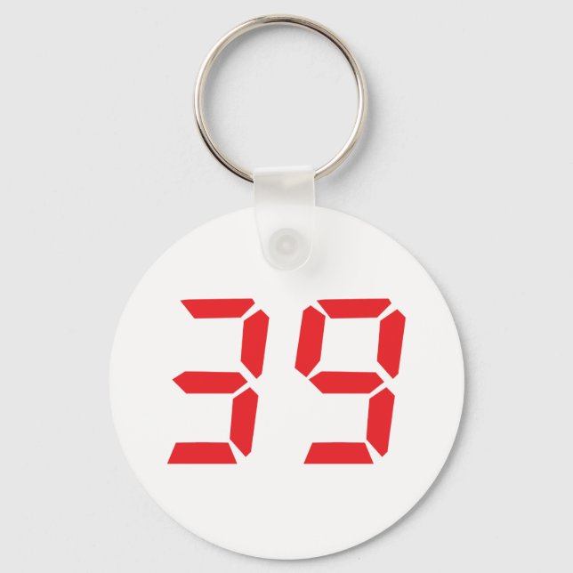 Porte-clés 39 trente-neuf réveil rouge numéro numérique (Recto)