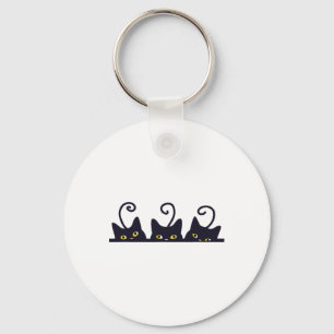 Porte-clés 3 Chats Noirs Drôle Amoureux de les chats Design F