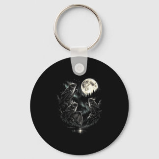 Porte-clés 3 chauves-souris hurlant à la lune vintage drôle 8