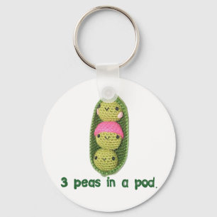 Porte-clés 3 pois dans un pois