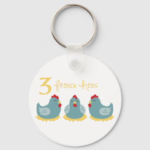 Porte-clés 3 poules françaises