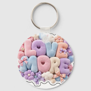 Porte-clés 3D en peluche pastel "AMOUR EN PLUS"