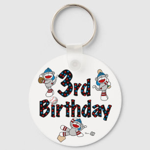 Porte-clés 3ème anniversaire du baseball de singe de soie