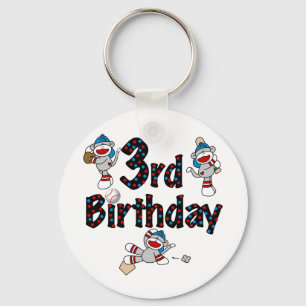 Porte-clés 3ème anniversaire du baseball de singe de soie
