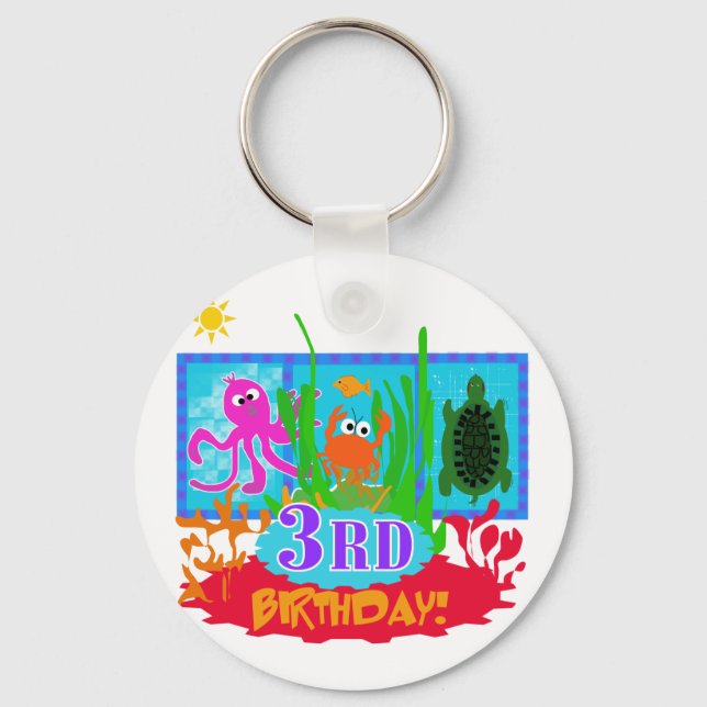 Porte-clés 3ème Aventure sous-marine Tshirts d'anniversaire (Recto)
