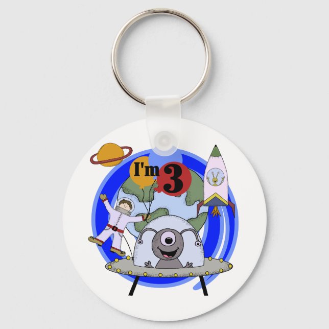 Porte-clés 3èmes T-shirts et cadeaux d'anniversaire d'espace  (Recto)