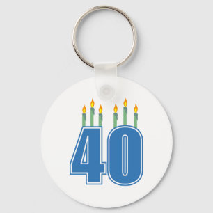 Porte-clés 40 bougies d'anniversaire (bleu/vert)