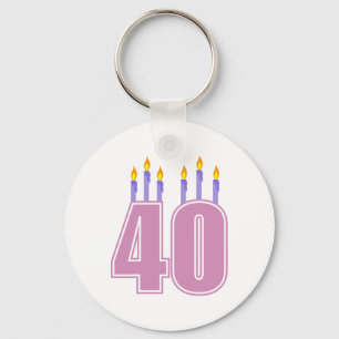 Porte-clés 40 bougies (rose / violet)
