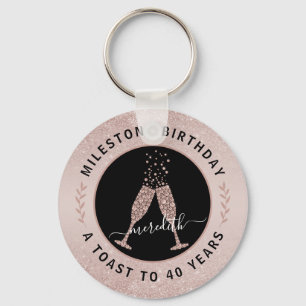 Porte-clés 40e anniversaire Parties scintillant Ombre Champag