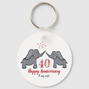 Porte-clés 40th ruby wedding anniversary wife elephant