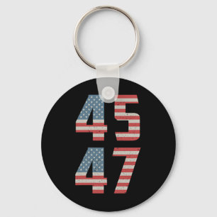 Porte-clés 45 47 Trump Vintage Retro Usa Drapeau 2024 Préside