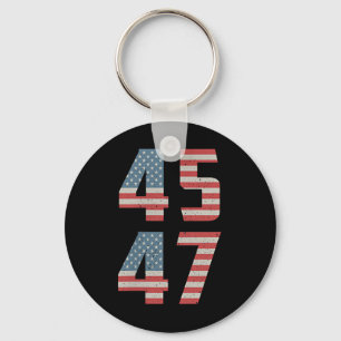 Porte-clés 45 47 Trump Vintage Retro Usa Drapeau 2025 Préside