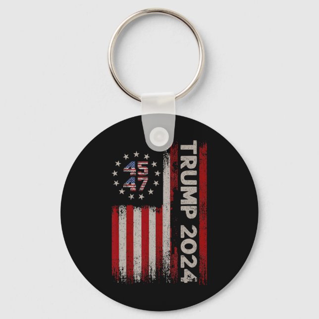 Porte-clés 47 Élection du drapeau américain Donald Trump 2024 (Recto)