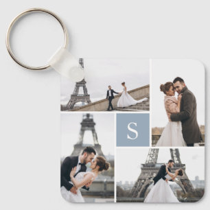 Porte-clés 4 Galerie de photos Monogramme bleu poussiéreux