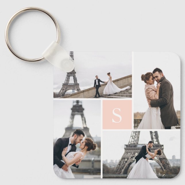 Porte-clés 4 Galerie de photos Monogramme rose pâle (Recto)