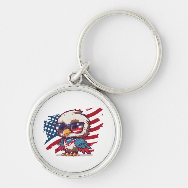 Porte-clés 4 juillet fête de l'indépendance aigles américains (Devant)